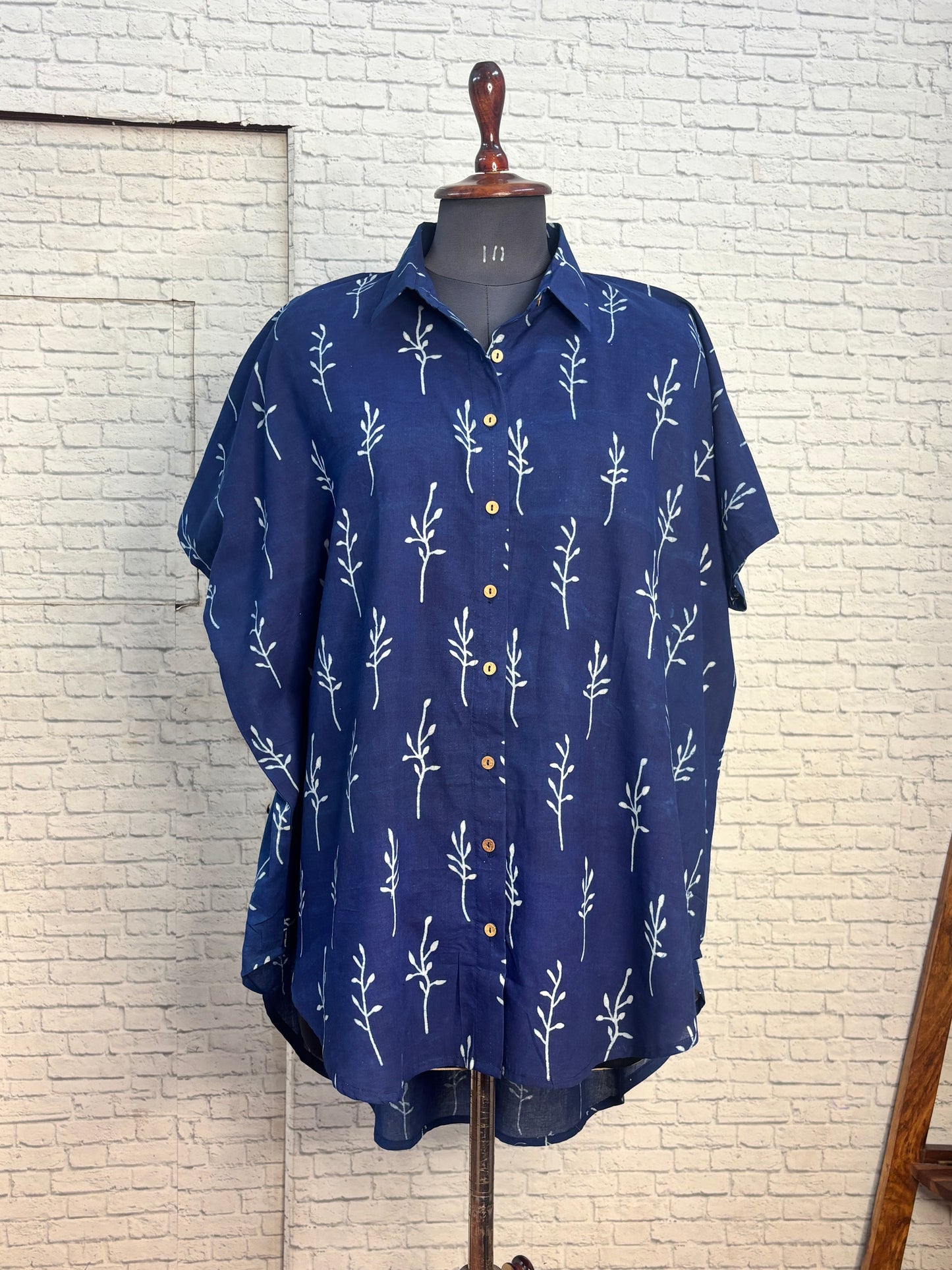 Indigo Twig Cotton High Low Shirt Kaftan