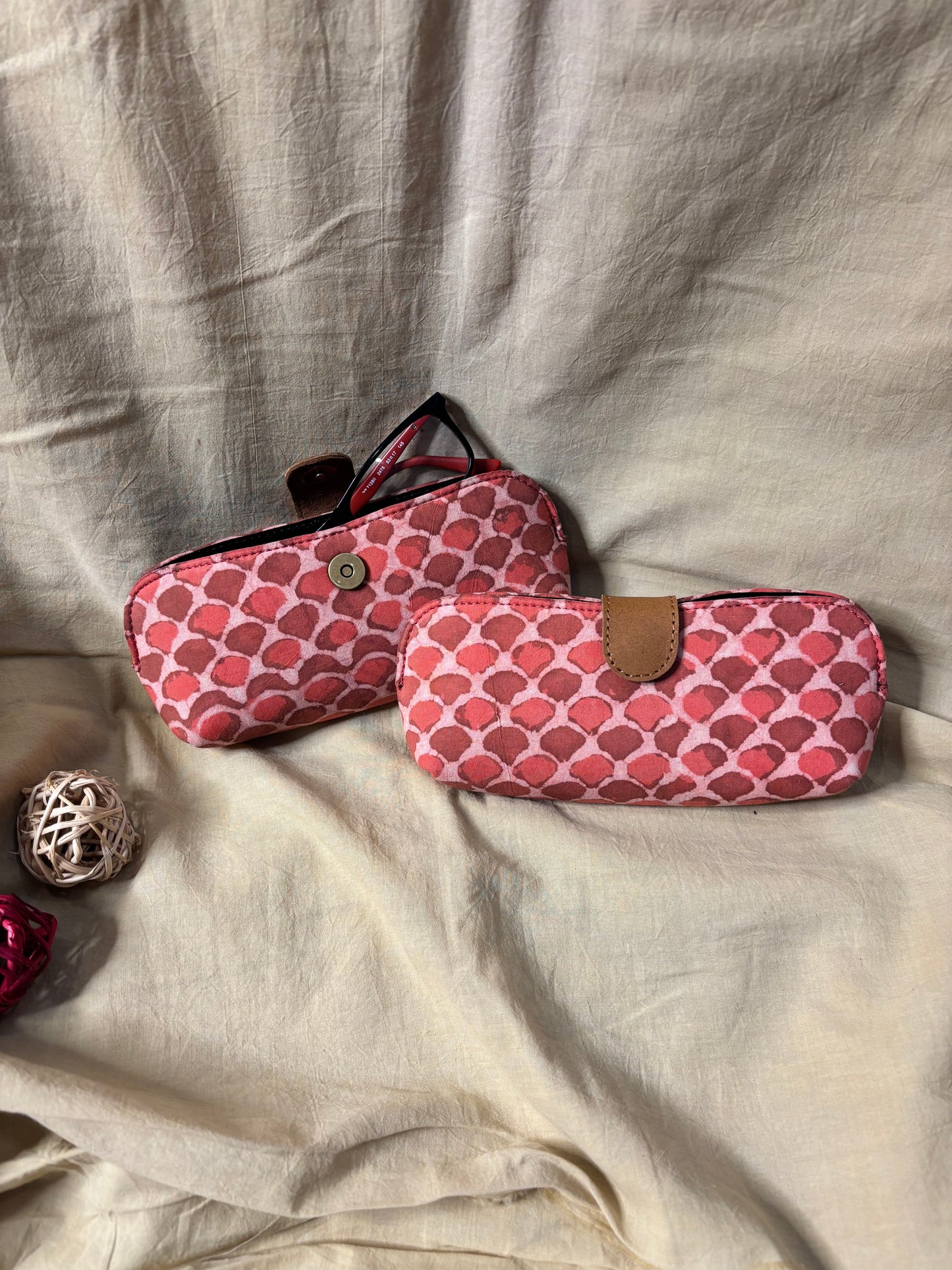 Peach Fishscale Dabu Eyewear Case