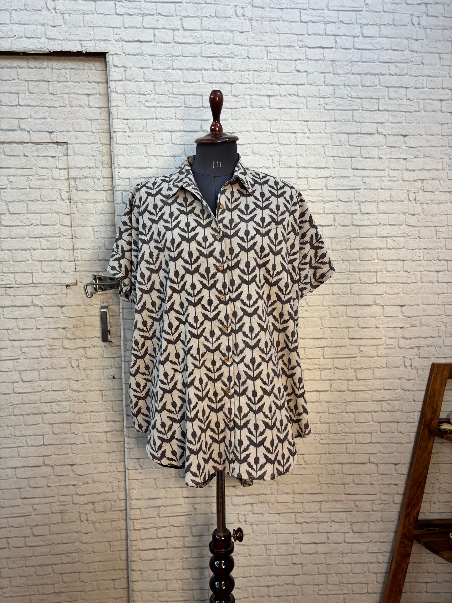 Kashish Flowers Hand Block Printed Cotton High Low Shirt Kaftan