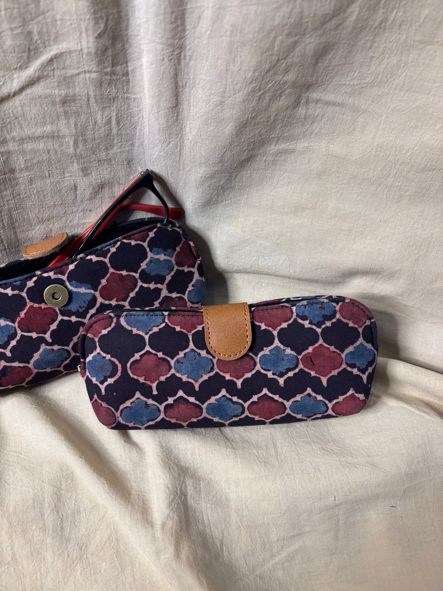 Black Red Ajrakh Eyewear Case