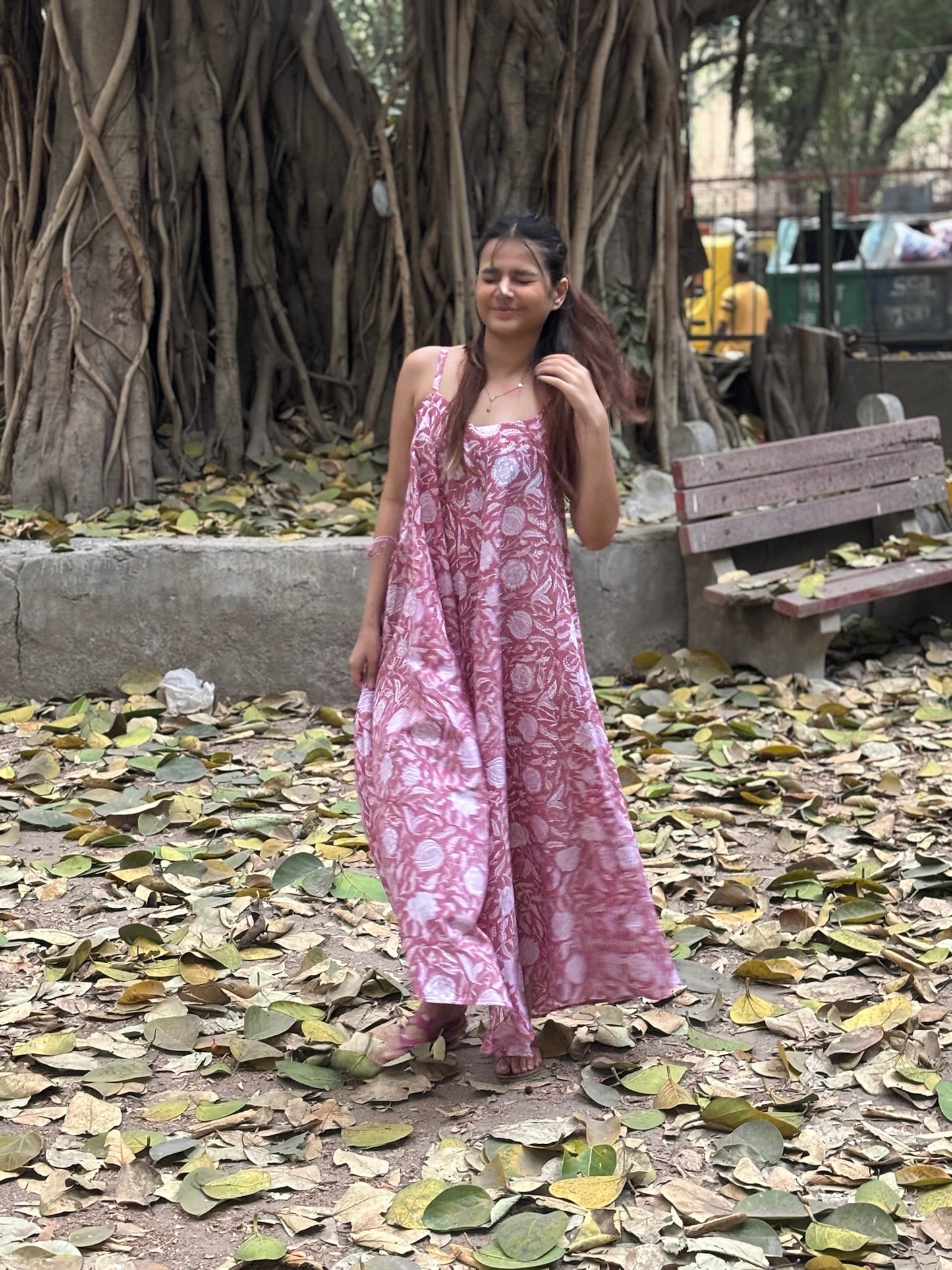 Rosa Belle Hand Block Printed Floral Flared Jumpsuit