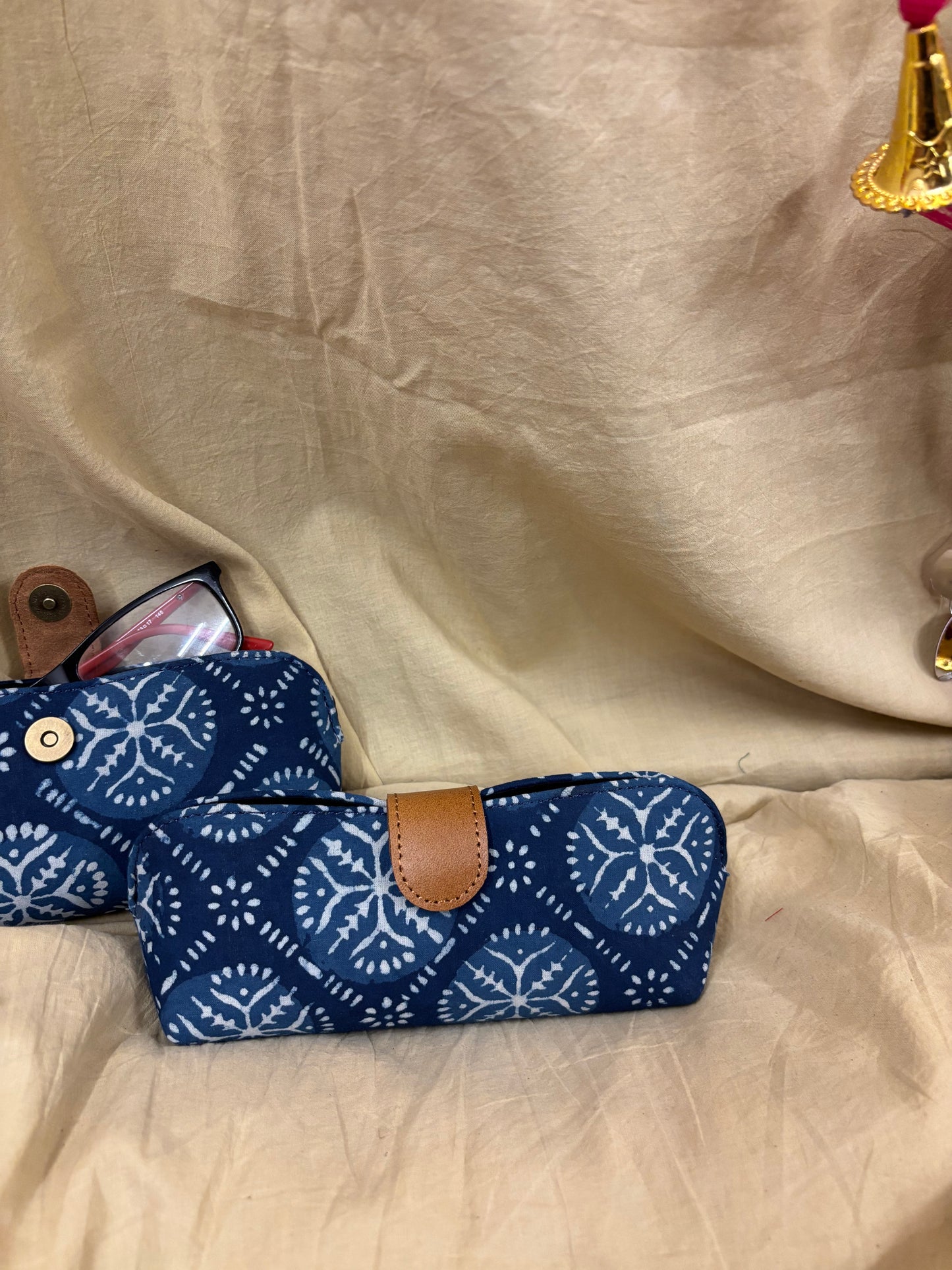 Indigo Hand Block Printed Eyewear Case