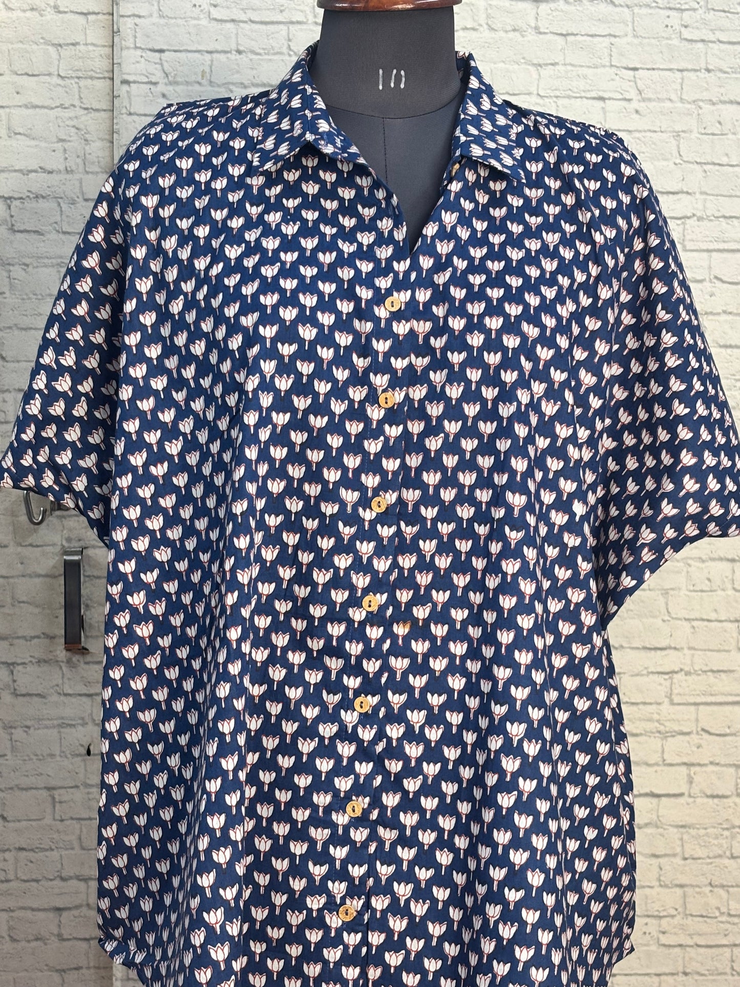 Indigo Lotus Cotton High Low Shirt Kaftan