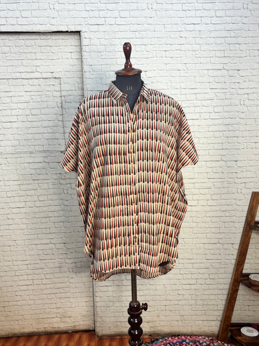 Red Black Tear Drops Cotton High Low Shirt Kaftan