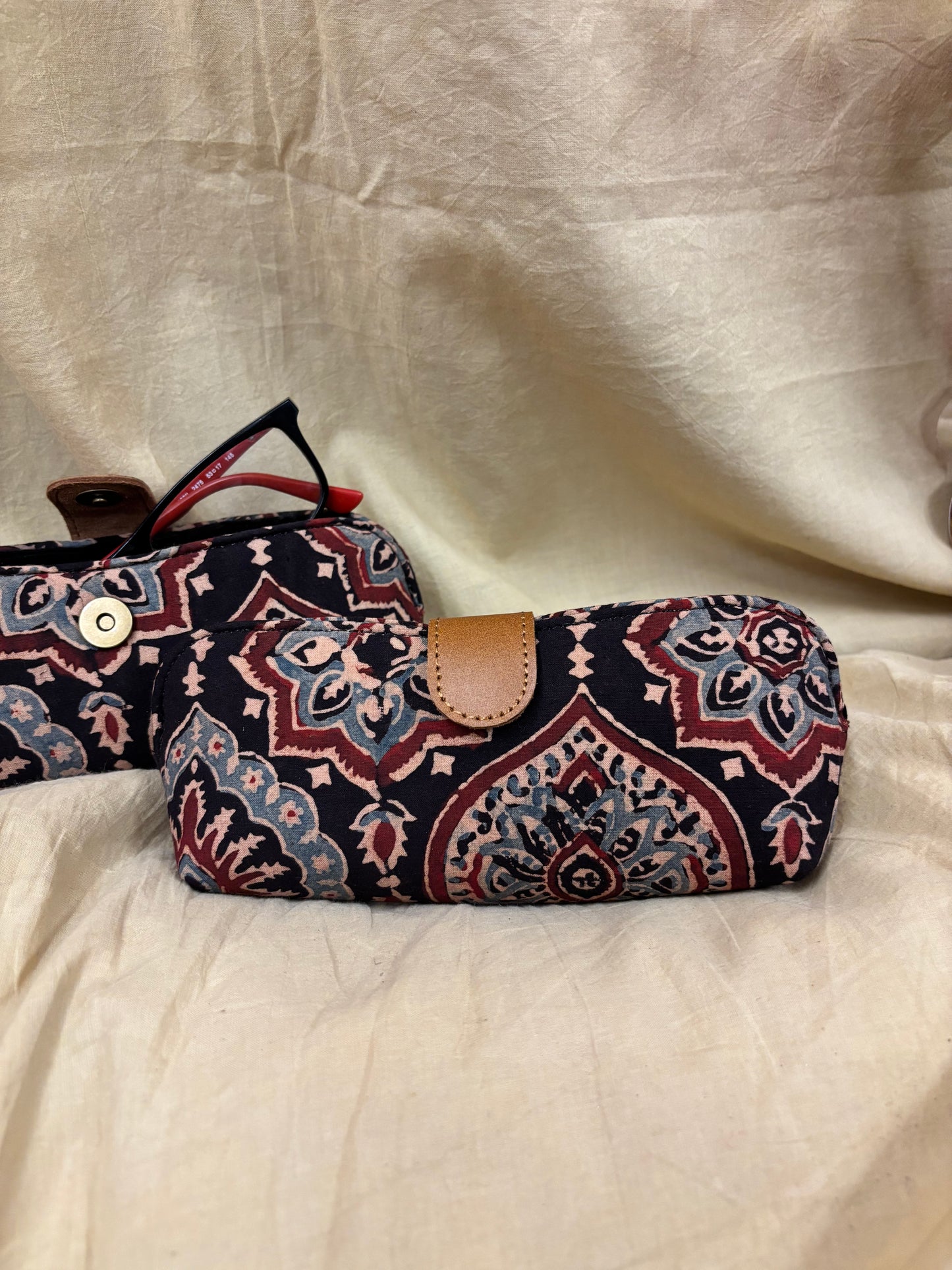 Black Red Ajrakh Eyewear Case