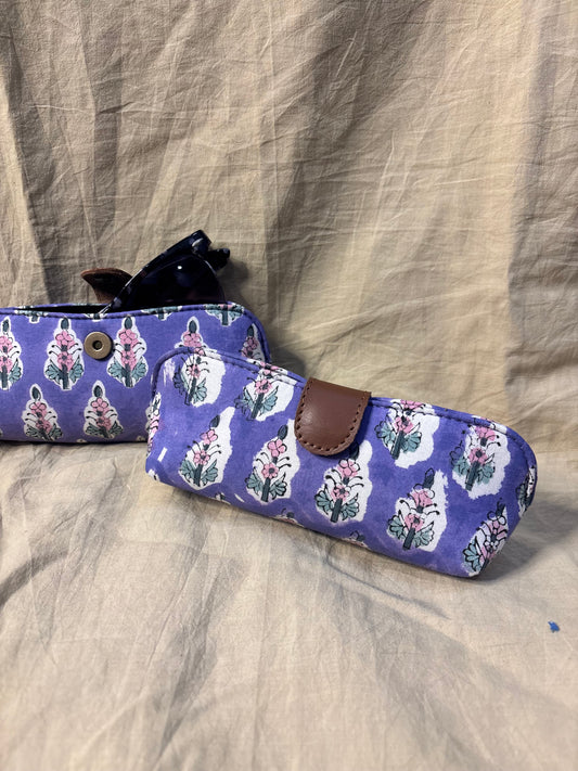 Lilac Hand Block Print Eyewear Case