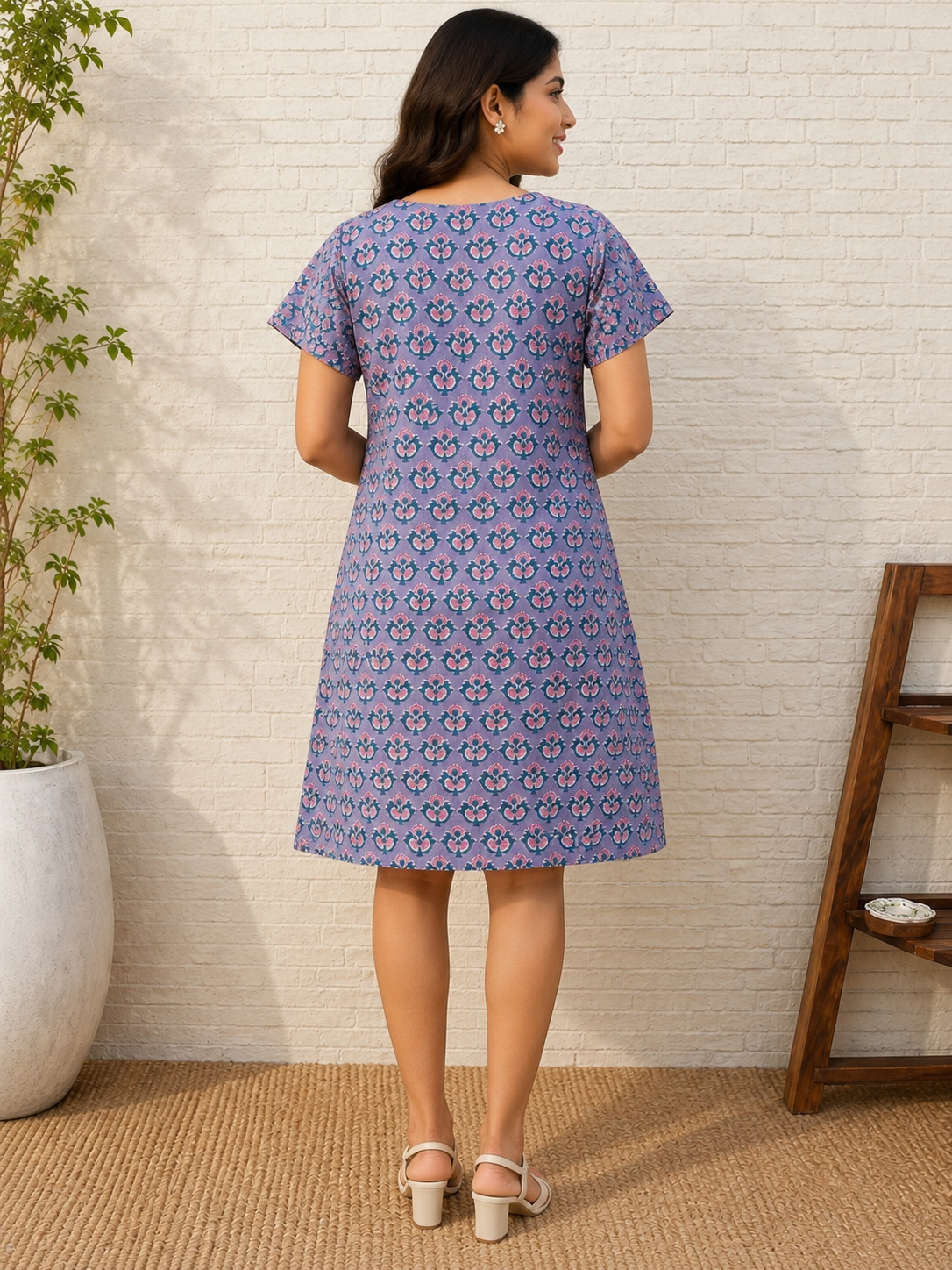 Lavanya Knee Length Shift Dress with Front Pockets