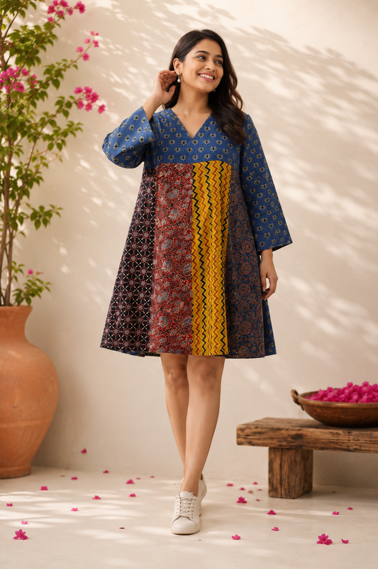 Riot of Colors : Ajrakh Fifth Edition Short Dress