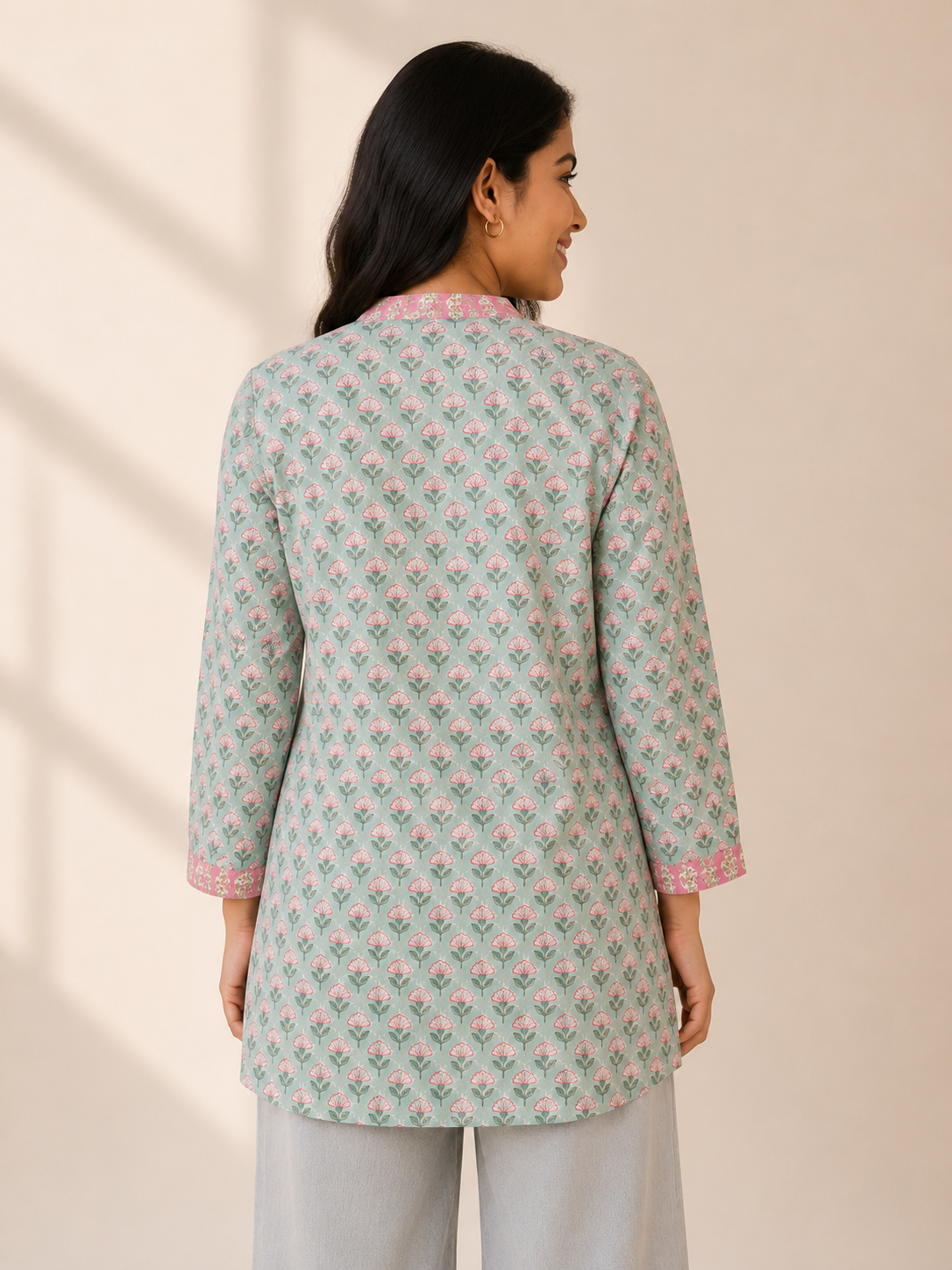 Noori Cotton Hand Block Printed Short Kurti