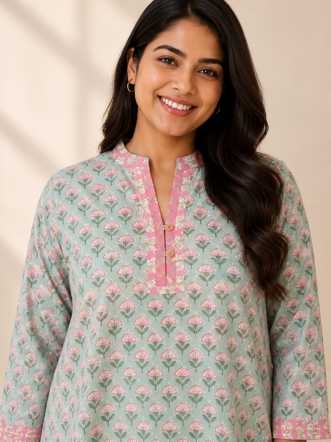 Noori Cotton Hand Block Printed Short Kurti