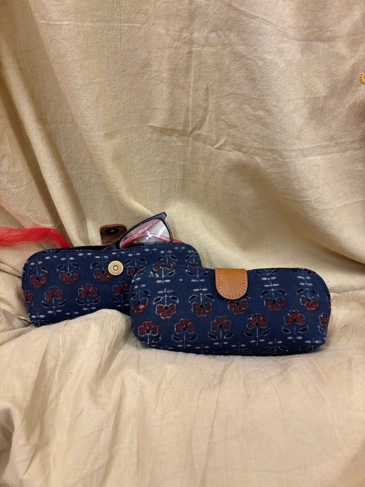 Indigo Red Ajrakh Eyewear Case