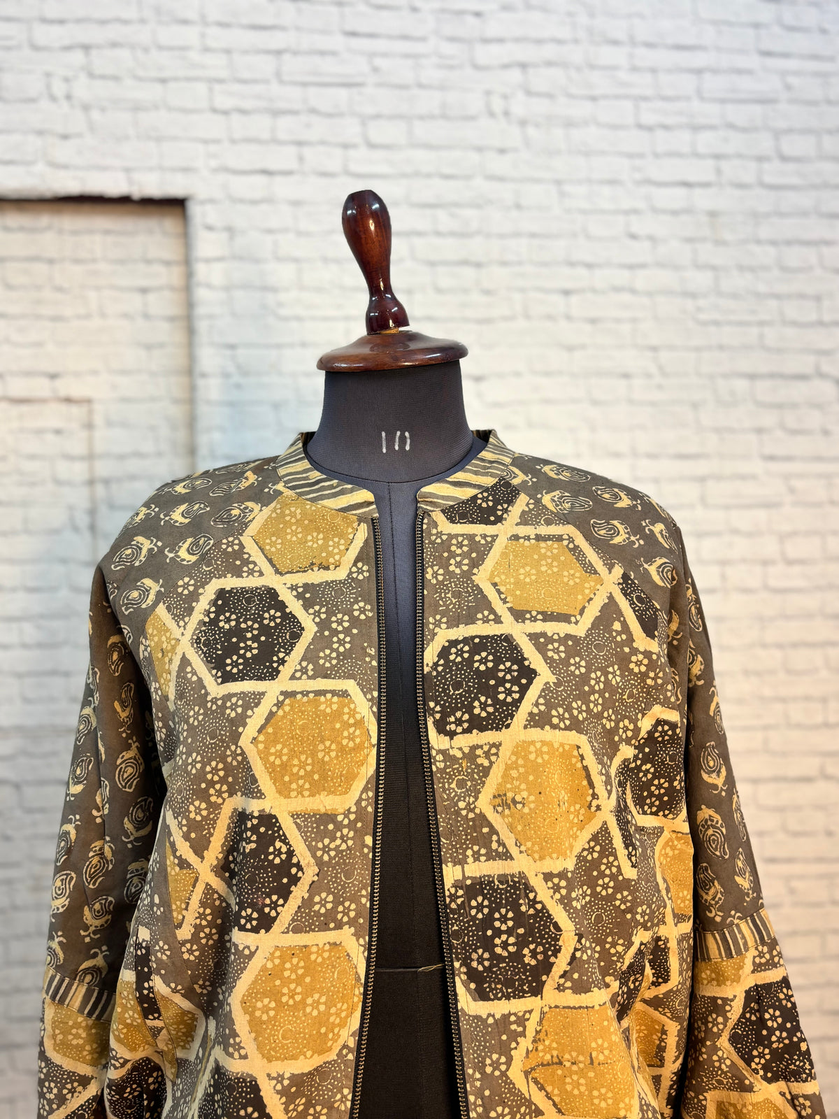 Kashish Ajrakh Hand Block Printed Unisex Bomber Jacket
