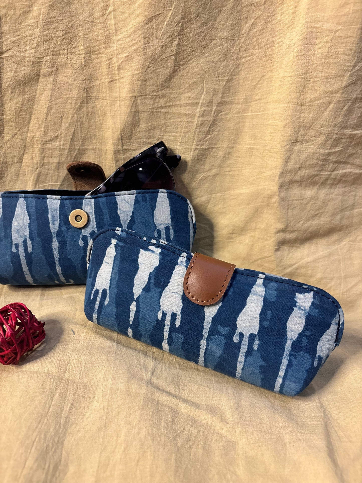 Indigo White Hand Block Print Eyewear Case