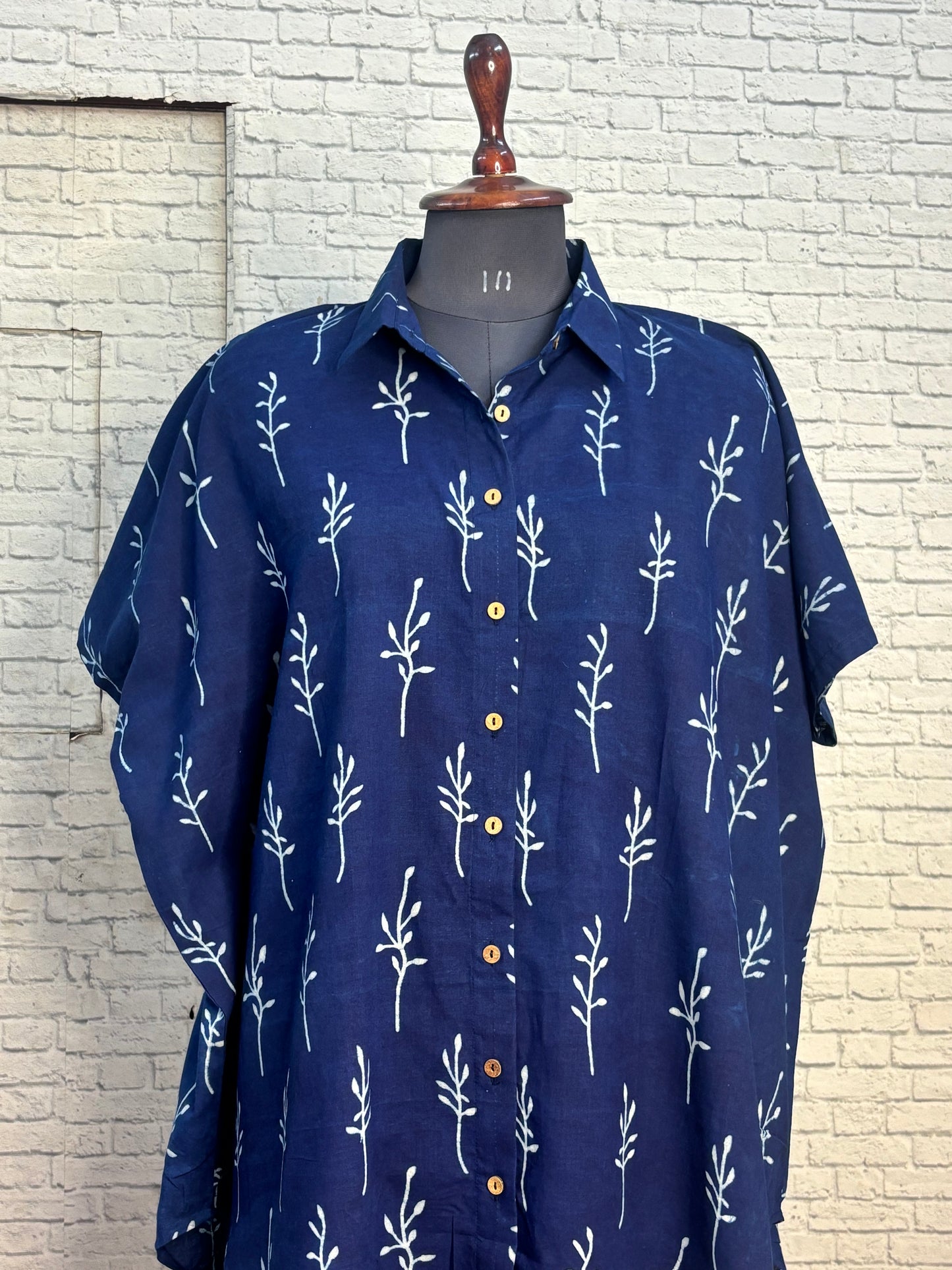Indigo Twig Cotton High Low Shirt Kaftan