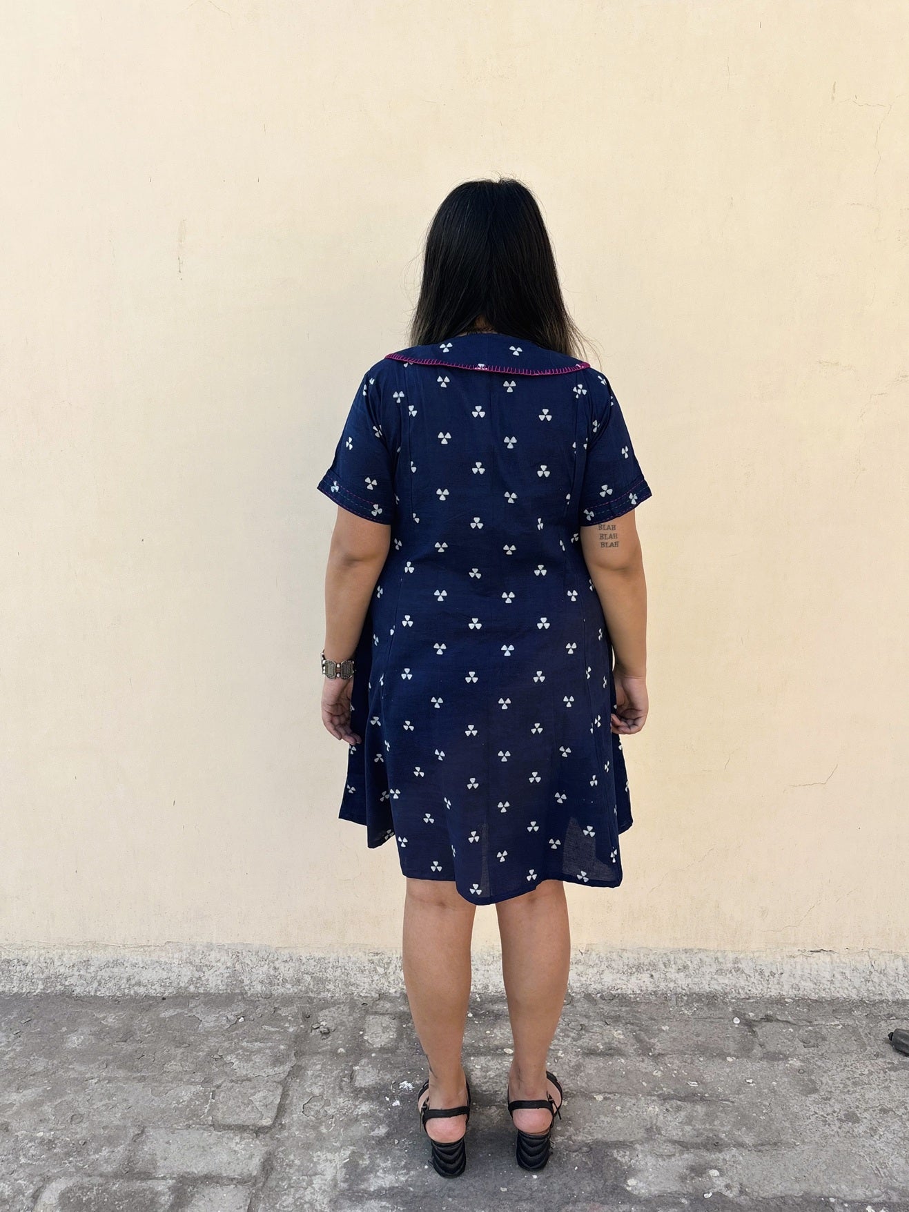 Neeli Knee Length Shirt Dress with Peter Pan Collar