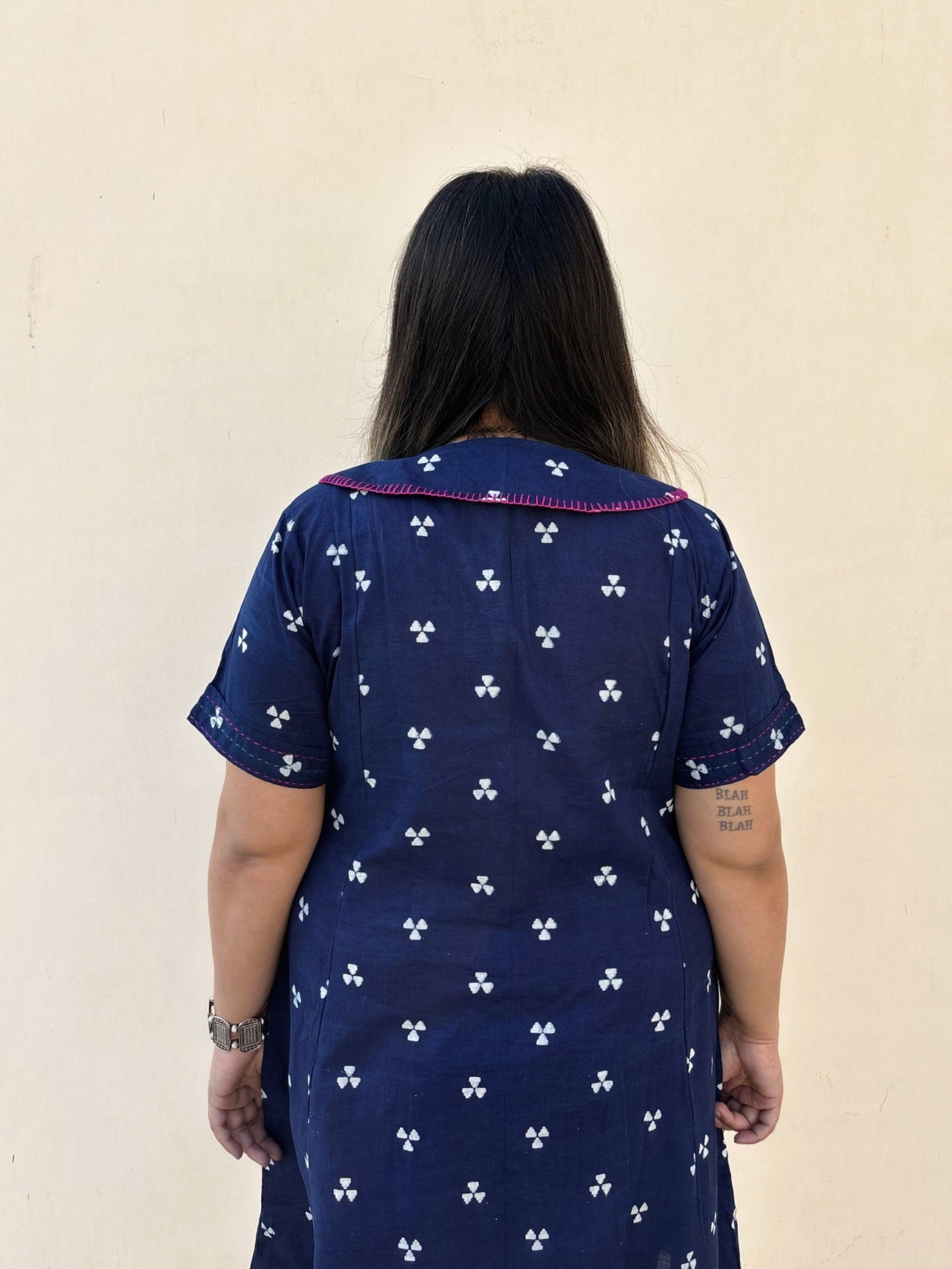 Neeli Knee Length Shirt Dress with Peter Pan Collar