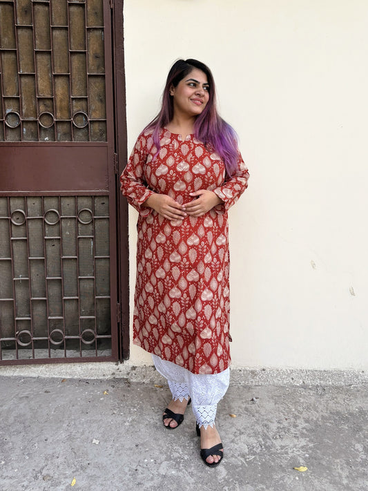 Pallav Hand Block Printed Cotton Long Kurta