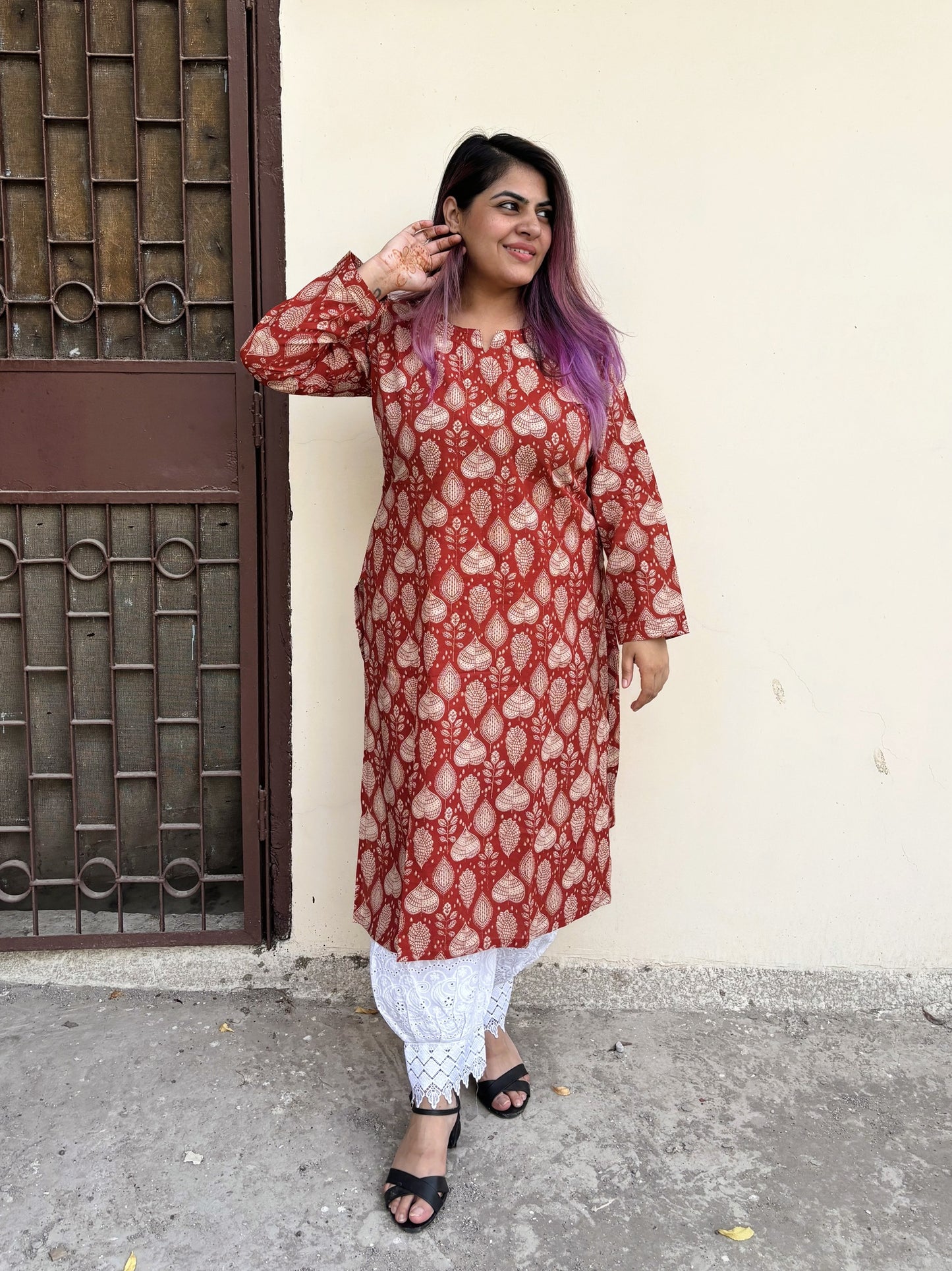 Pallav Hand Block Printed Cotton Long Kurta