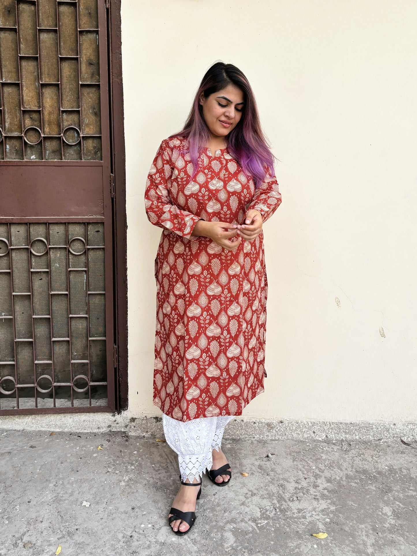 Pallav Hand Block Printed Cotton Long Kurta