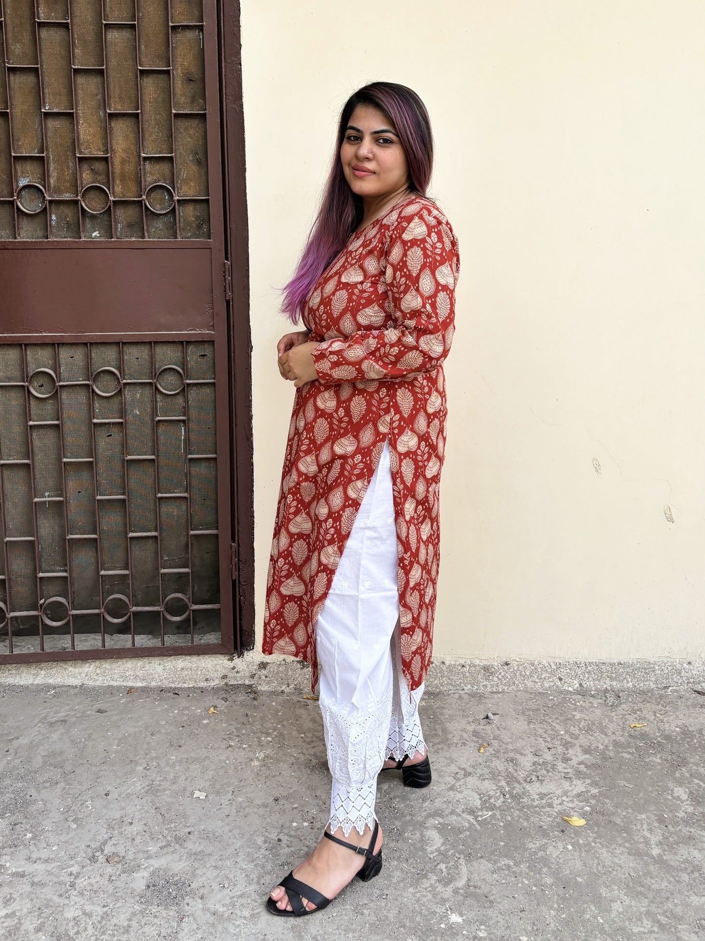 Pallav Hand Block Printed Cotton Long Kurta