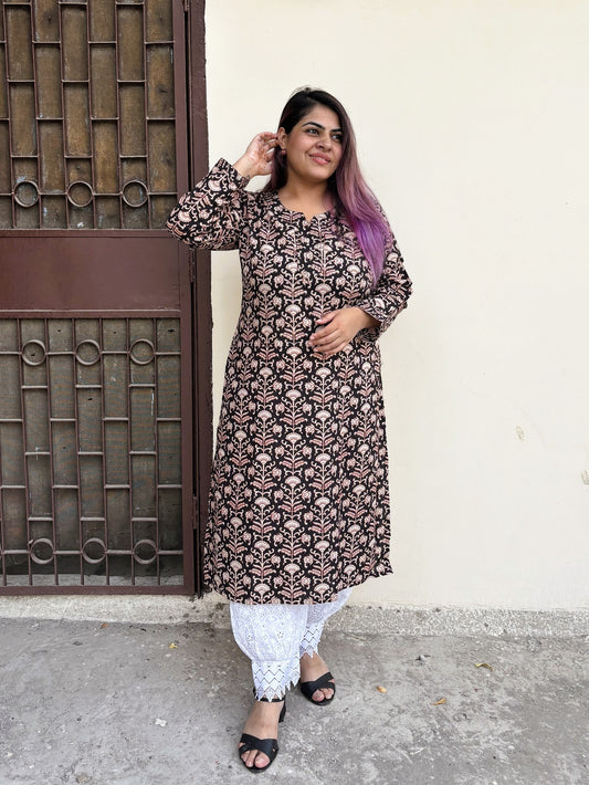 Belika Hand Block Printed Cotton Long Kurta