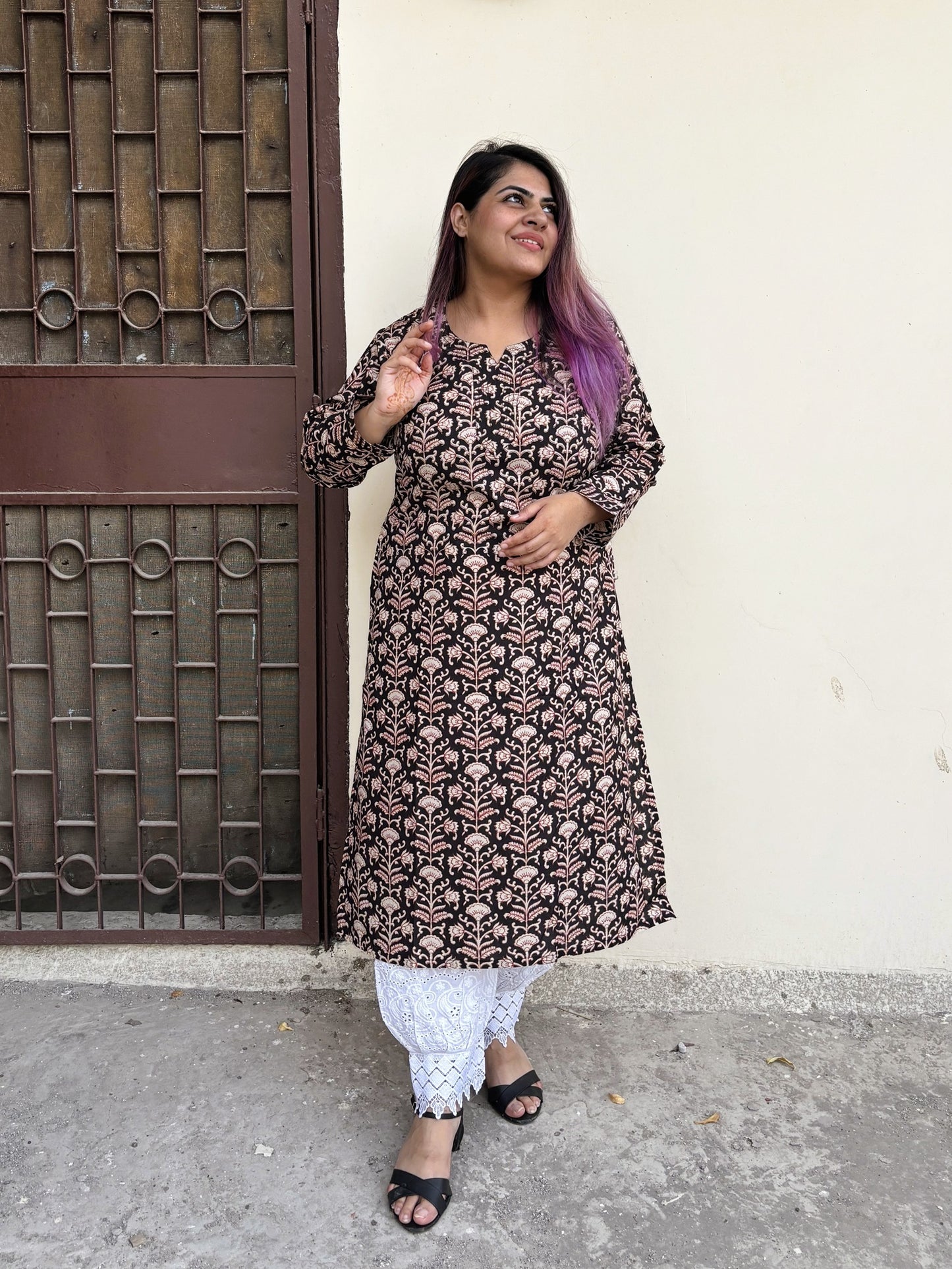 Belika Hand Block Printed Cotton Long Kurta