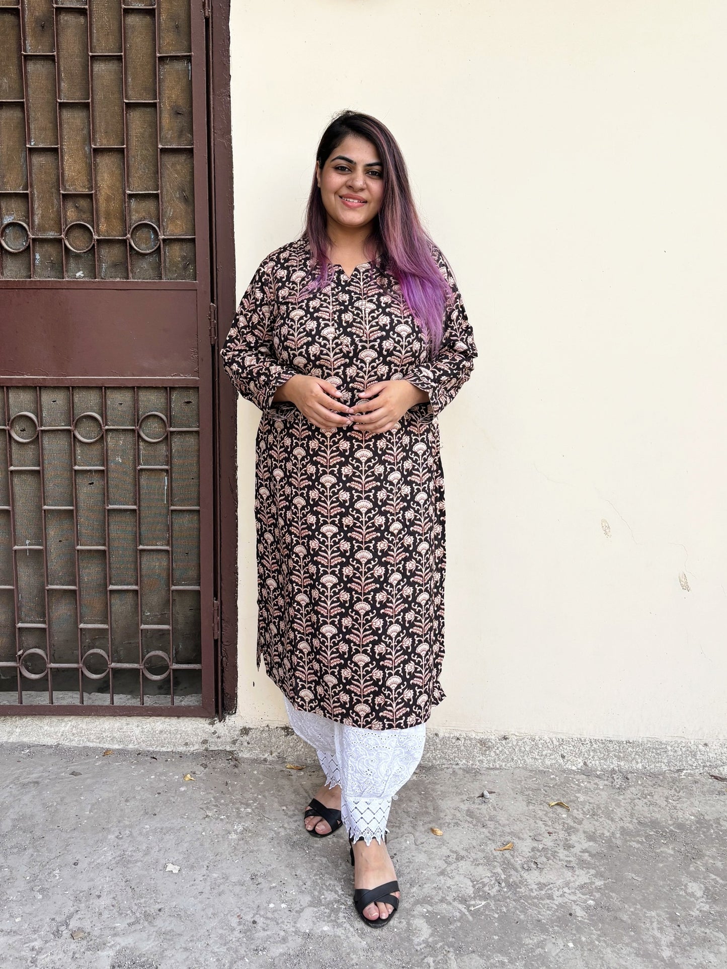Belika Hand Block Printed Cotton Long Kurta