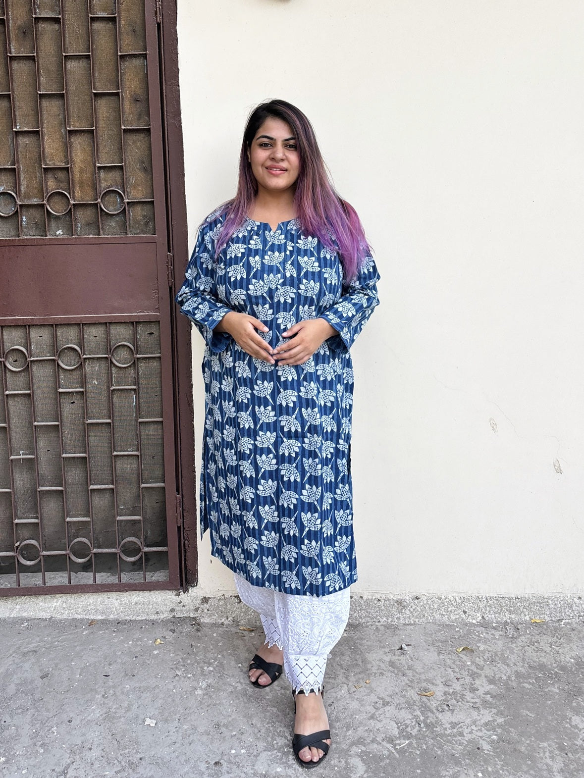 Indrani Hand Block Printed Cotton Long Kurta