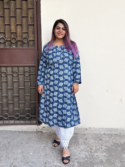 Indrani Hand Block Printed Cotton Long Kurta