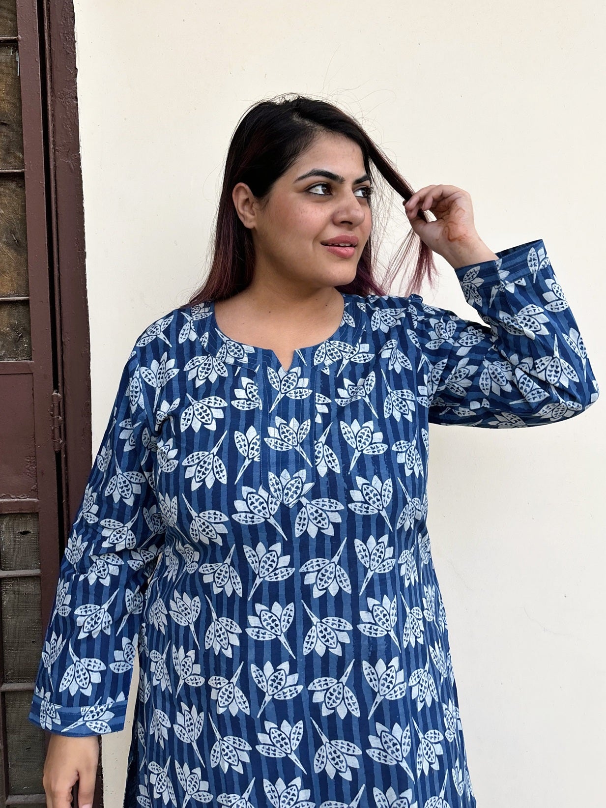 Indrani Hand Block Printed Cotton Long Kurta