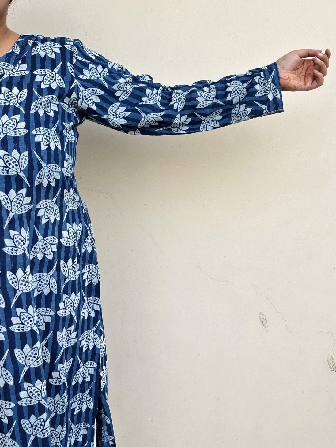 Indrani Hand Block Printed Cotton Long Kurta