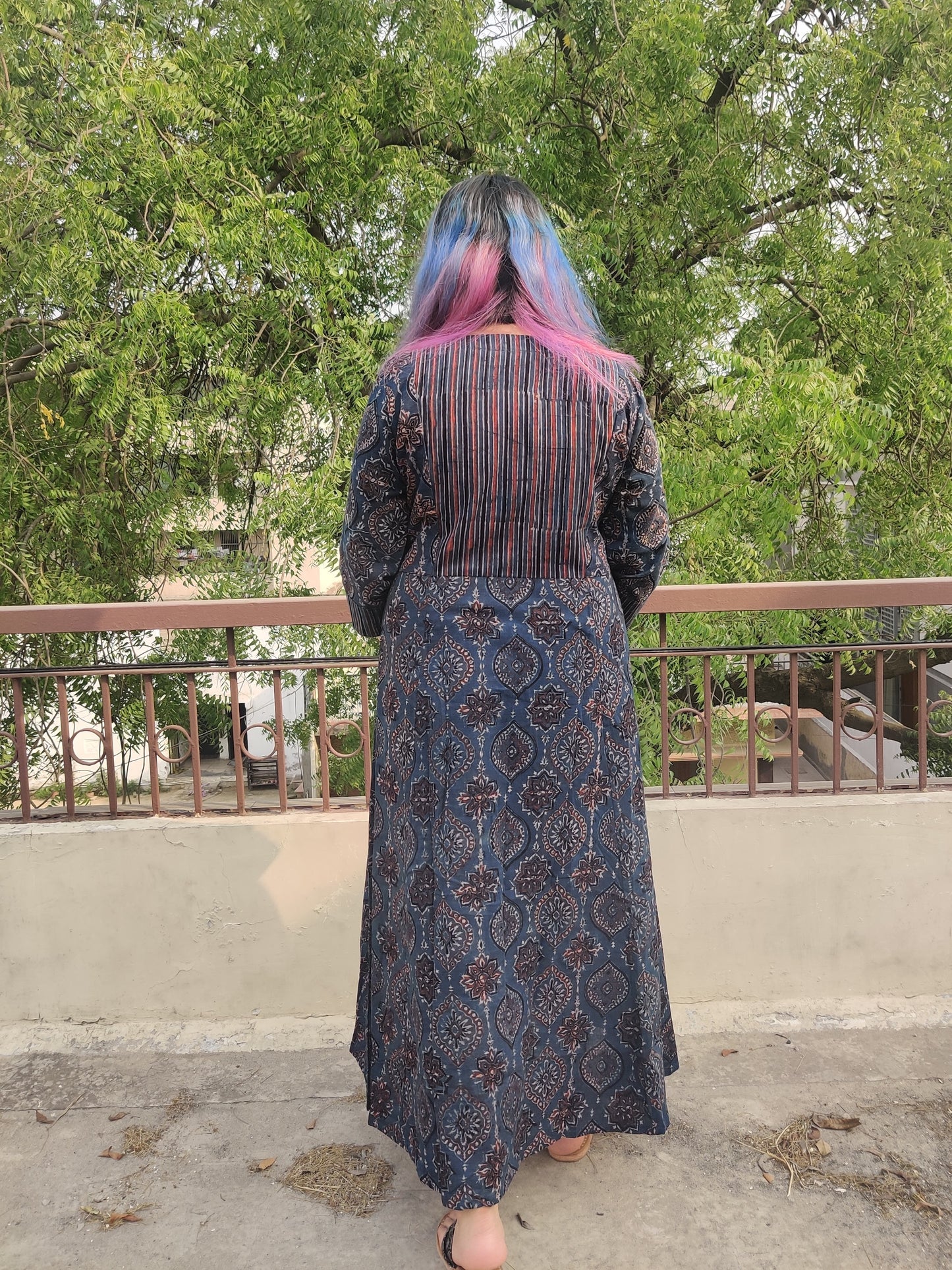 Jiera Ajrakh A line Maxi Patch Dress