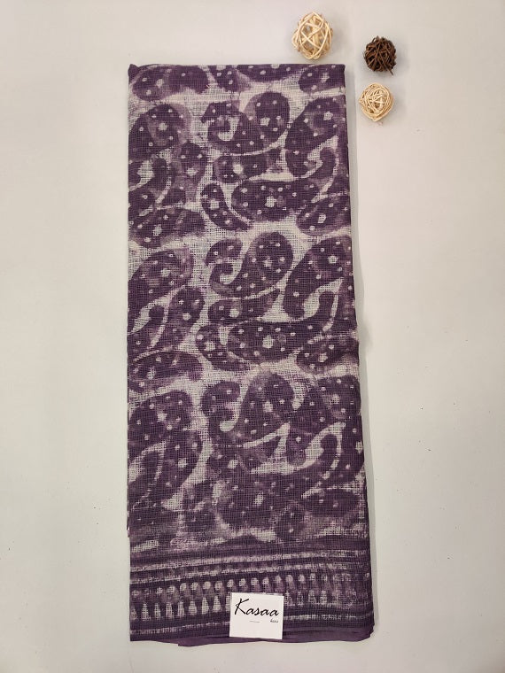 Purple Dabu Hand Block Printed Kota Suit Set