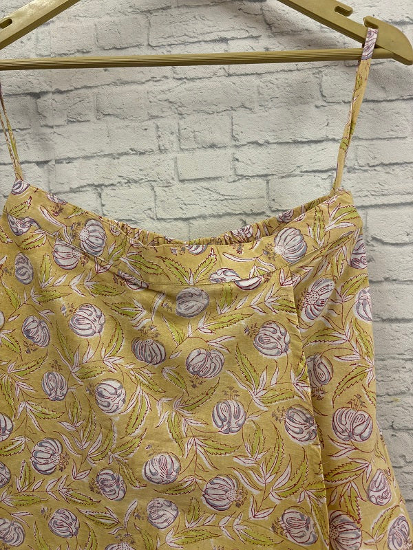 Lemon Yellow Floral Hand Block Printed Skorts