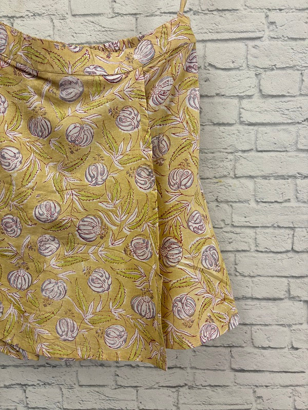 Lemon Yellow Floral Hand Block Printed Skorts