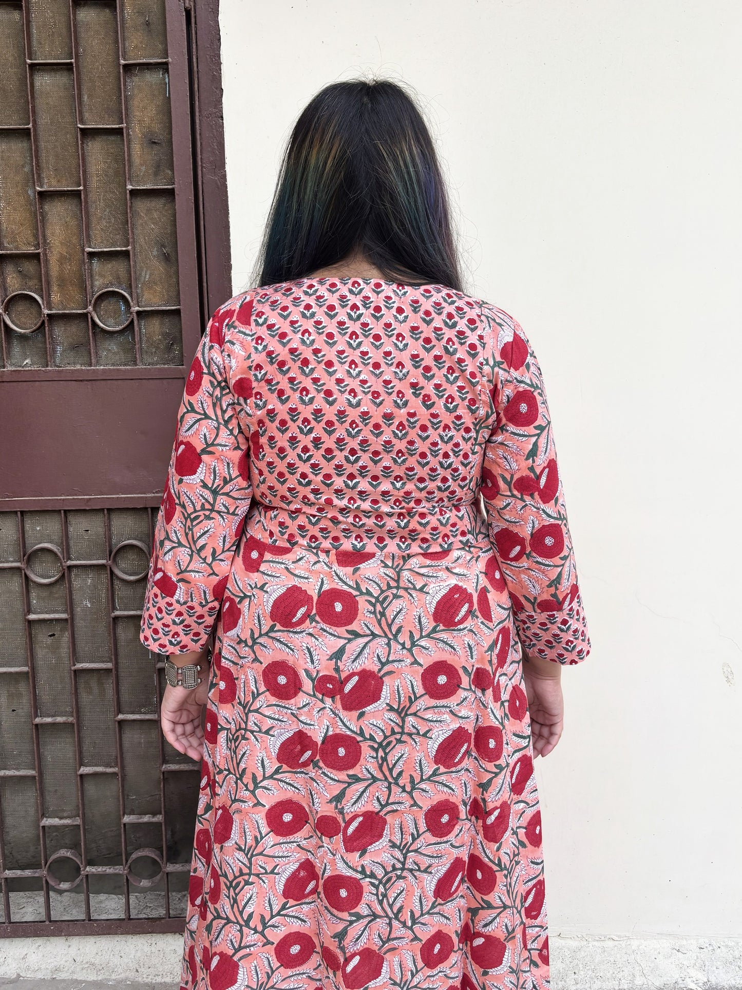 Saroj Hand Block Printed A Line Maxi Patch Dress