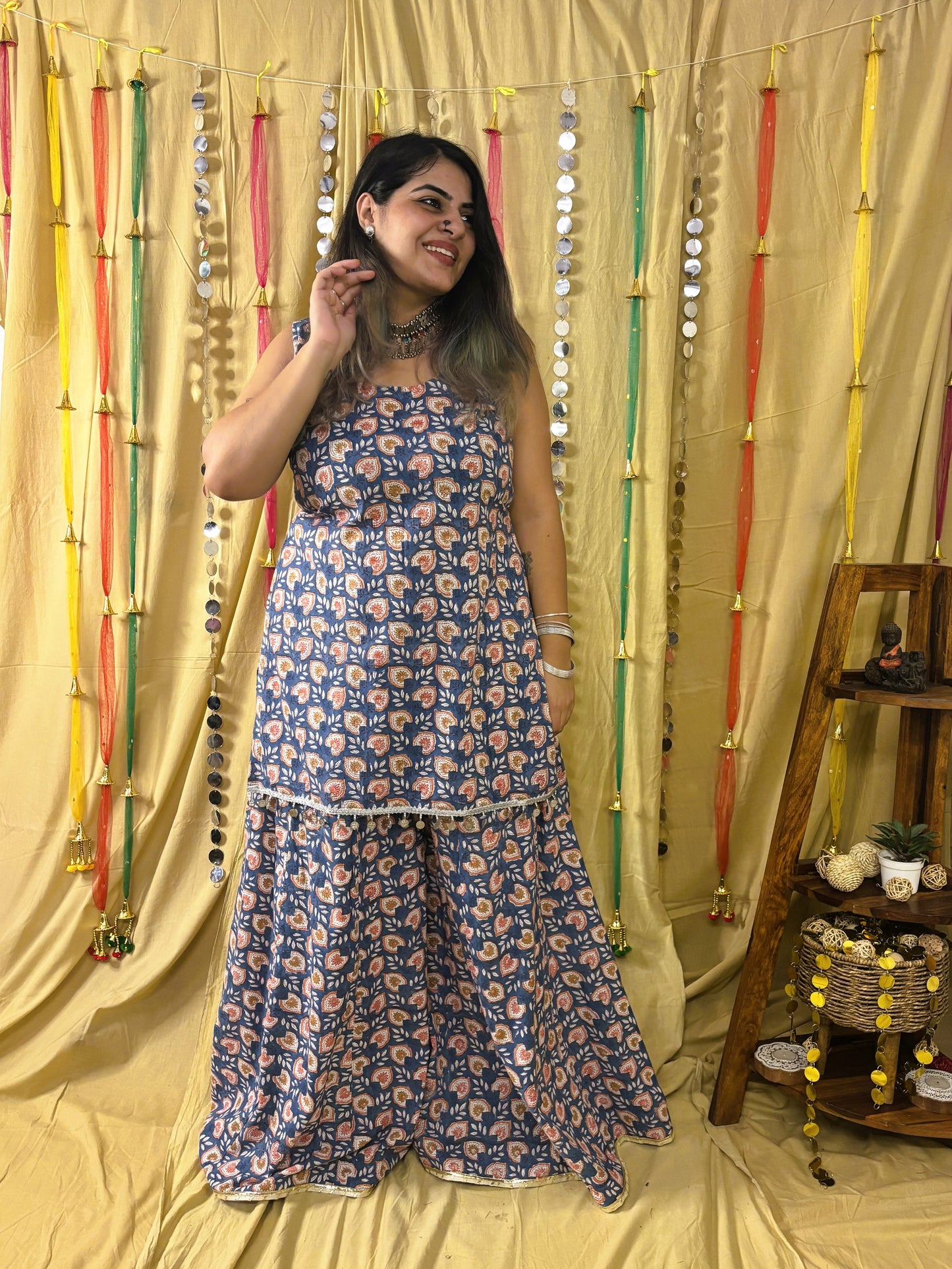 Kohinoor Short Kurti with Kali Pants Set with Corset Back