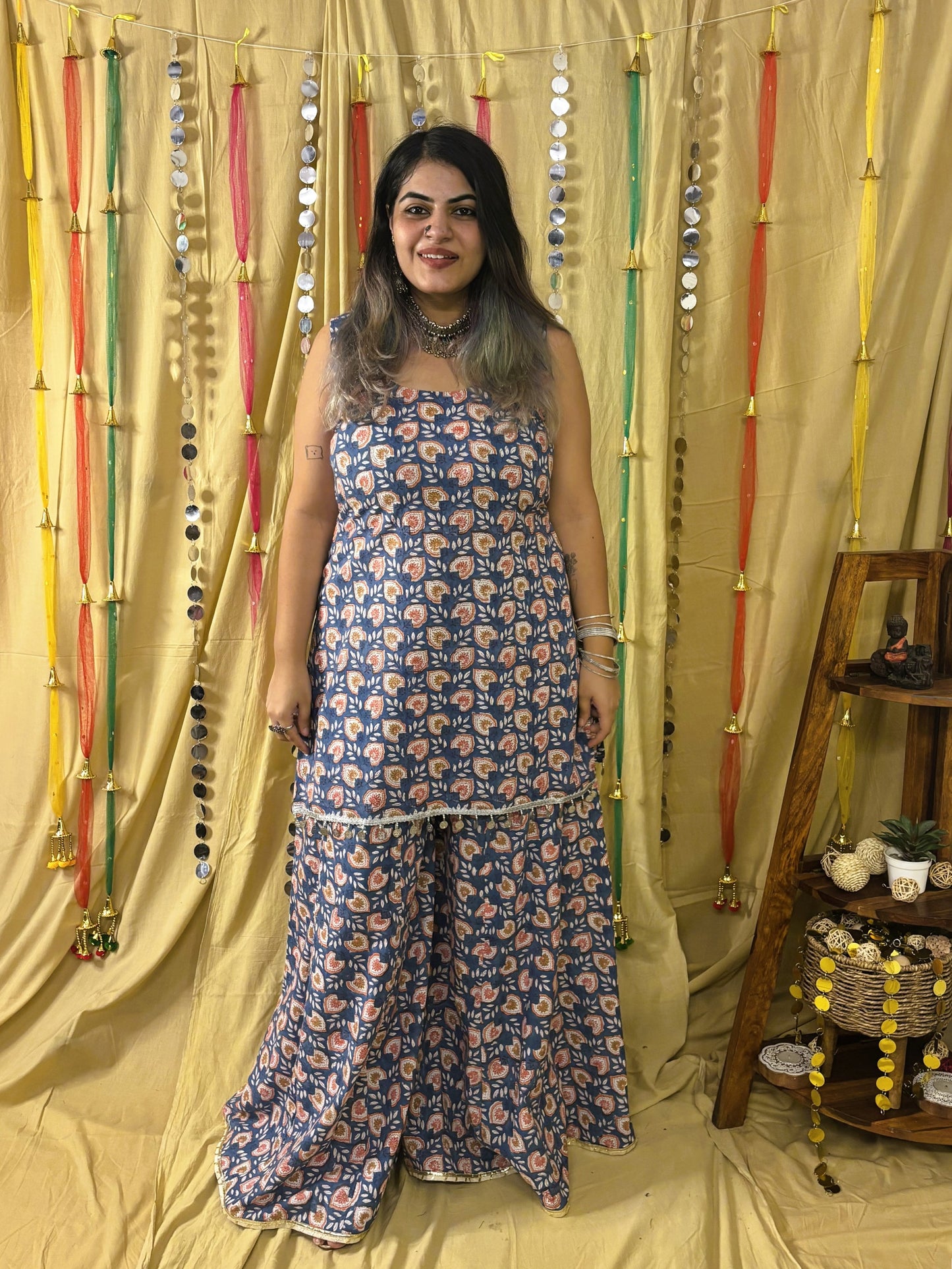 Kohinoor Short Kurti with Kali Pants Set with Corset Back