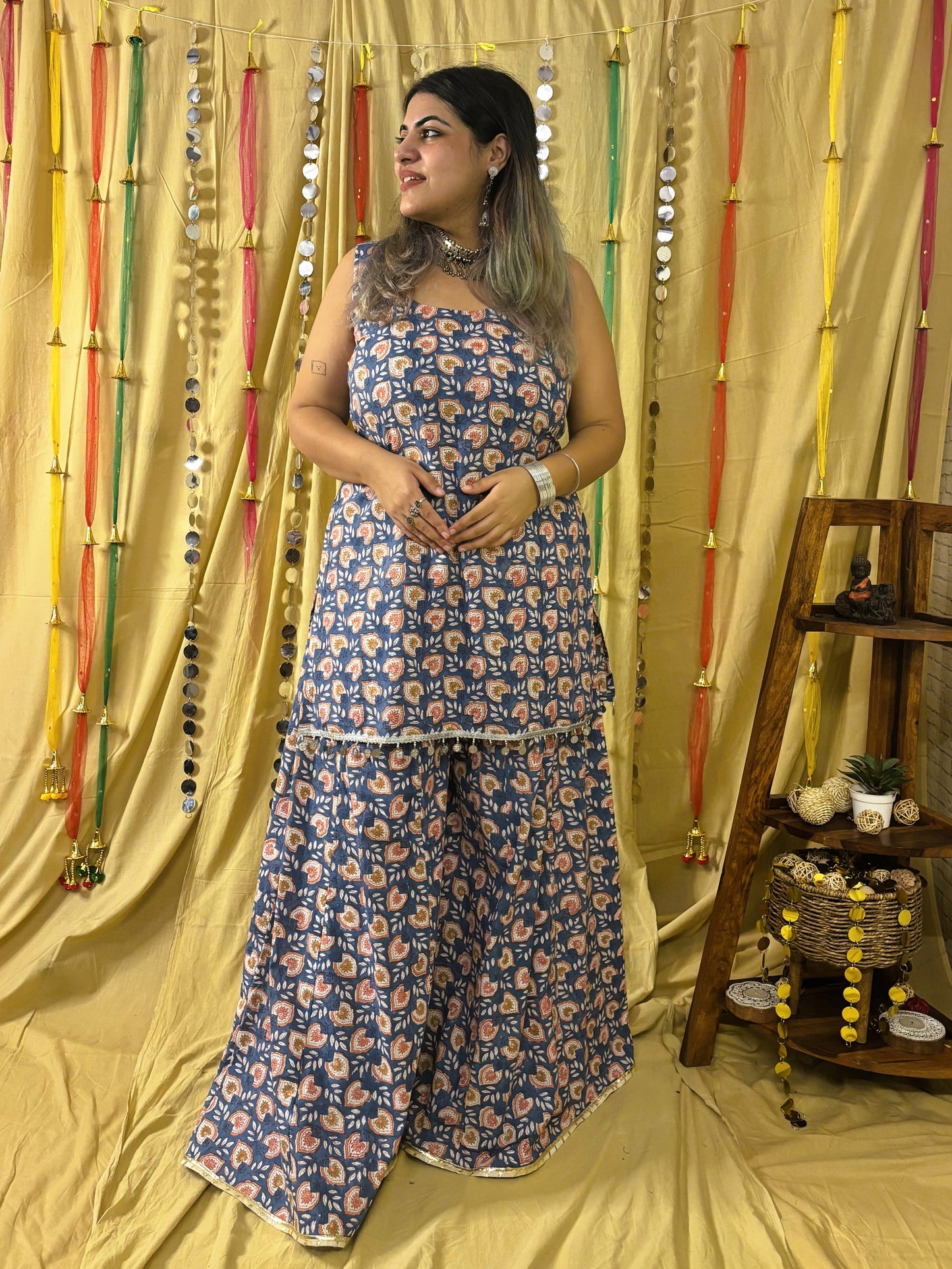 Kohinoor Short Kurti with Kali Pants Set with Corset Back