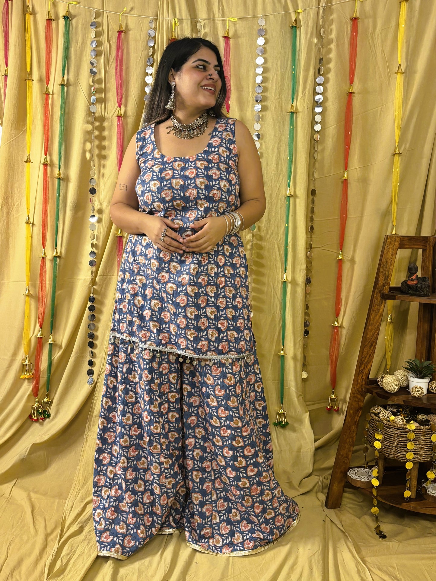 Kohinoor Short Kurti with Kali Pants Set with Corset Back