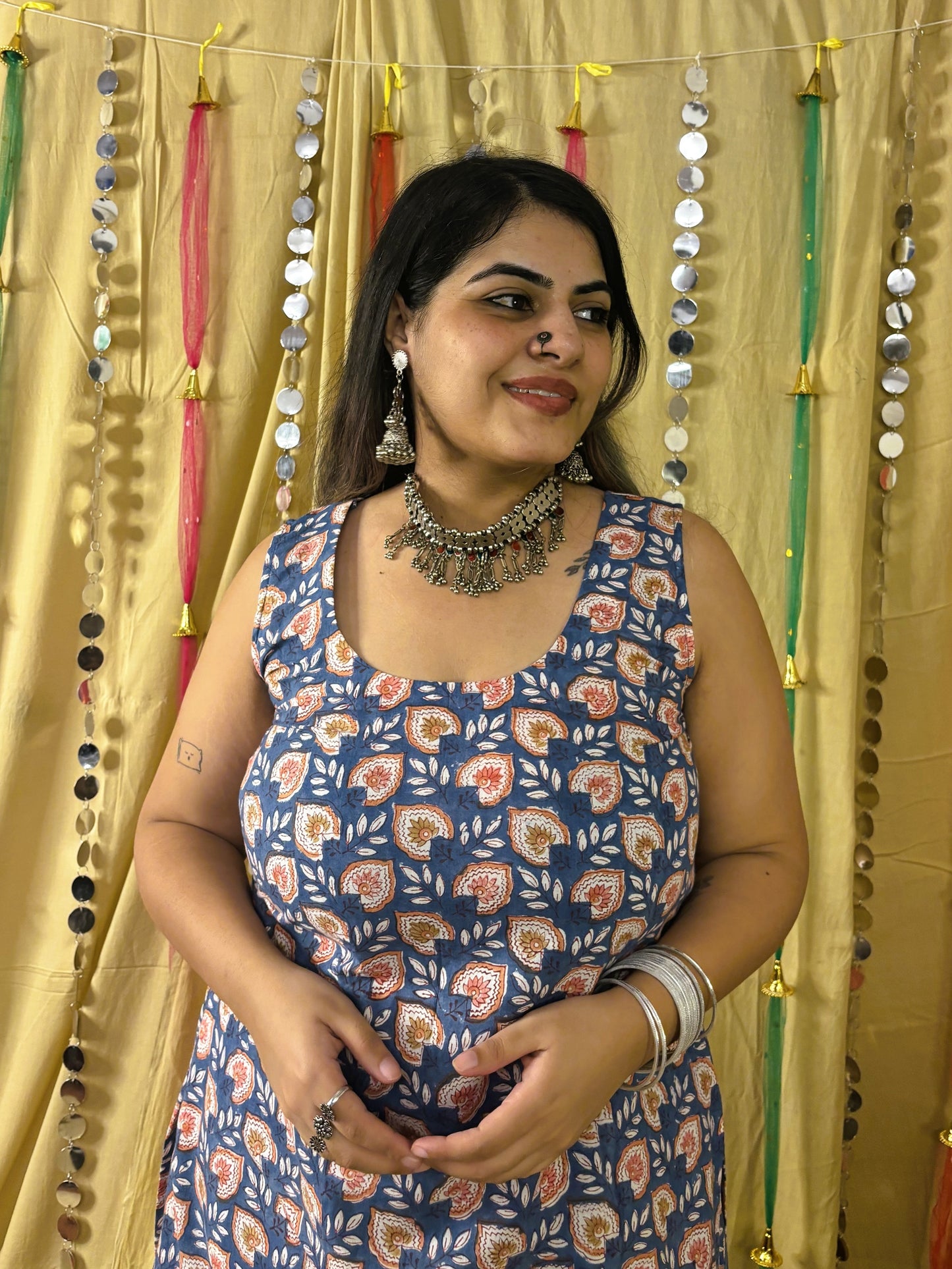 Kohinoor Short Kurti with Kali Pants Set with Corset Back