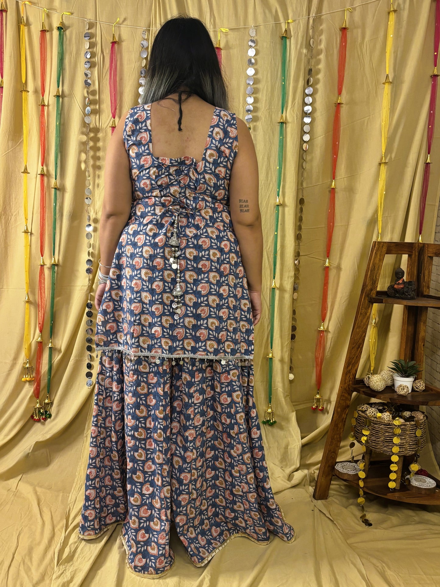 Kohinoor Short Kurti with Kali Pants Set with Corset Back