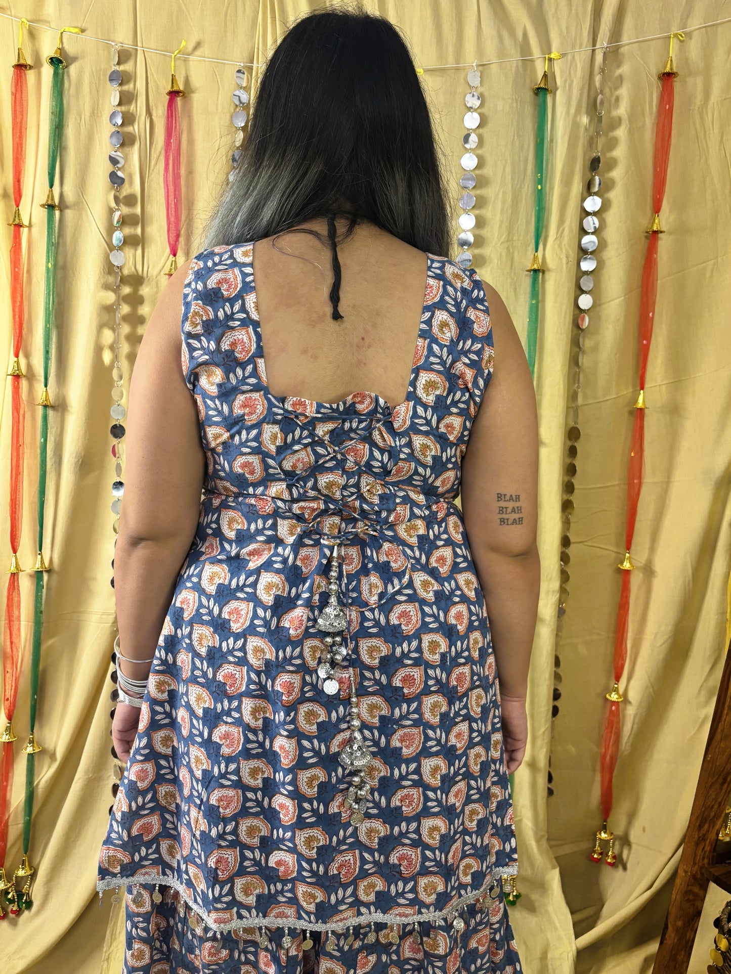 Kohinoor Short Kurti with Kali Pants Set with Corset Back