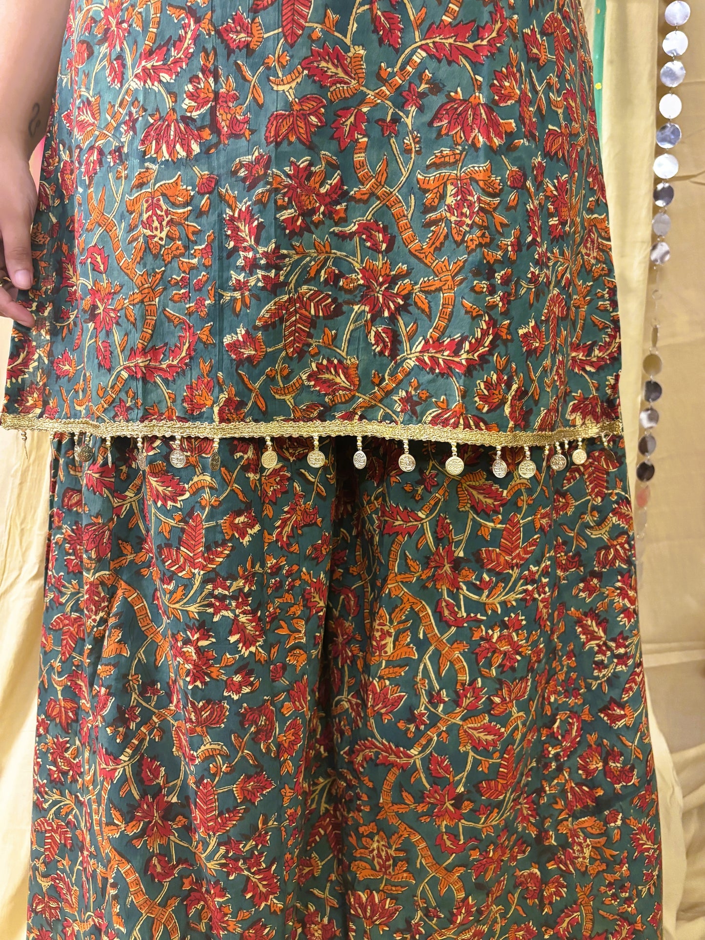 Abeer Short Kurti with Kali Pants Set with Corset Back