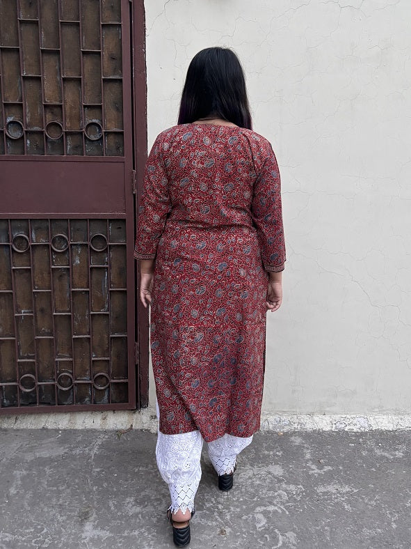 Eesha Hand Block Printed Kurta with V Neck