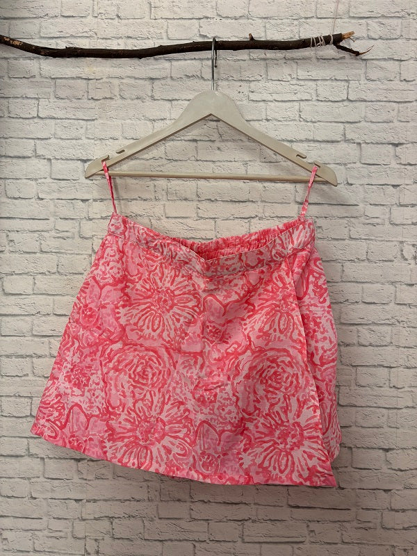 Pink White Hand Block Printed Skorts