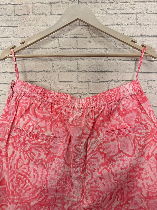 Pink White Hand Block Printed Skorts