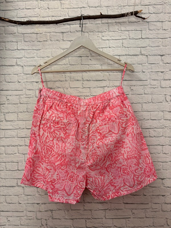 Pink White Hand Block Printed Skorts