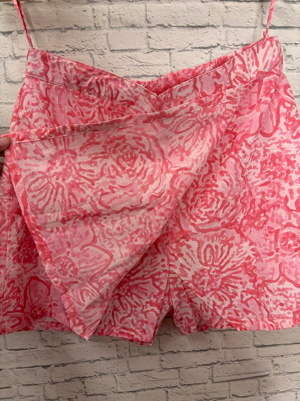 Pink White Hand Block Printed Skorts