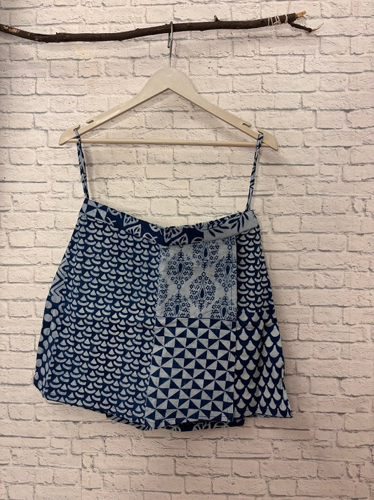 Indigo Patch Hand Block Printed Skorts